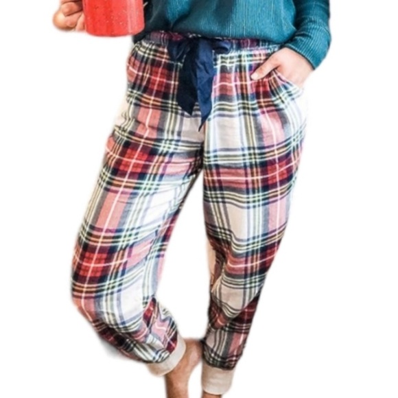 🩷AERIE JOGGER PLAID PAJAMA PANTS FLANNEL LONG SLEEVE CHRISTMAS PAJAMAS STRETCHY - Picture 3 of 14